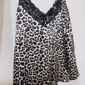 Leopard Print Satin Lace top